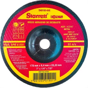 Disco Desbaste 7X1/4X7/8 Dad180-64X Starrett