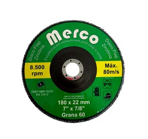 Disco Flap 7" GR-60 Reto Zirconado MERCO - 1 peça