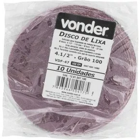 Disco Lixa 4 1/2X7/8 Gr-100 Vonder