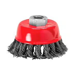 Escova Aço Carbono Copo 2.1/2 65mm Rosca M14 Fio Torcido MTX