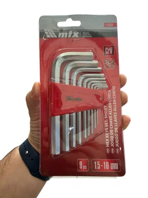 Jogo Chave Hexagonal Allen Curta de 1,5 a 10mm 9 Peças MTX